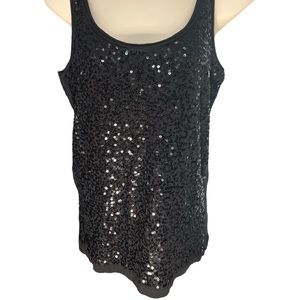 J. Crew Black Sequins Tank Top. 100% cotton back. Size small Excellent Condition